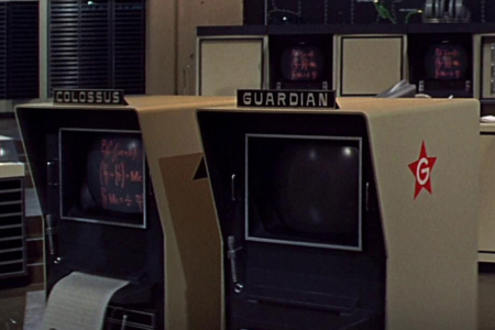 <p><strong>Figure 5.1</strong> The Guardian computer terminal, with logotype on top header and logo affixed to its sides.</p>