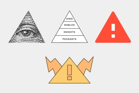 <p><strong>Figure 2.5</strong> The Ministry of Information’s triangular seal pulls from multiple sources of inspiration, with meanings relating to established power and hierarchy, as well as information and technology.</p>