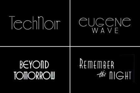 <p><strong>Figure 2.2</strong> Version A of the Tech Noir wordmark, alongside similarly styled lettering from the 1940s. Source: <em>Custom Lettering of the 40s & 50s</em></p>