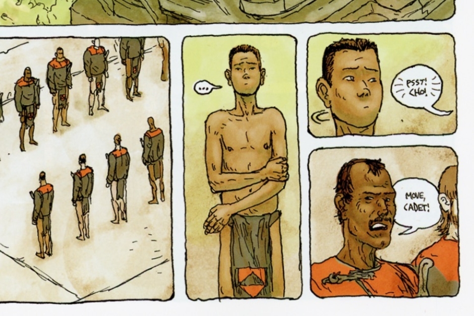 <p><strong>Figure 2.2</strong> As we see with Cho, the Habsec symbol is worn by many of its members on the front of a loincloth. They also identify as red shirts.</p>