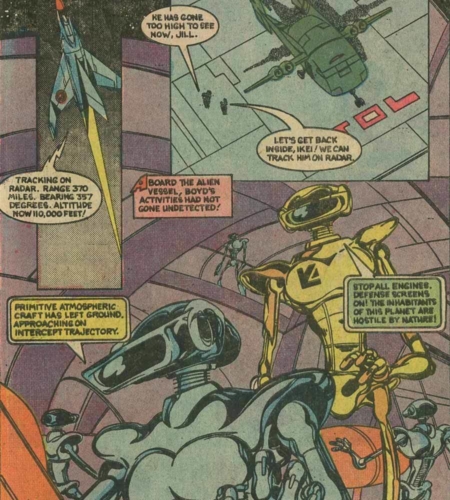 <p><strong>Figure 1.2</strong> The Peace-Keepers logo as it appears on the chest of the Prime Director’s gold cybernetic body. The logo is absent on the lower ranking silver Peace-Keepers.</p>